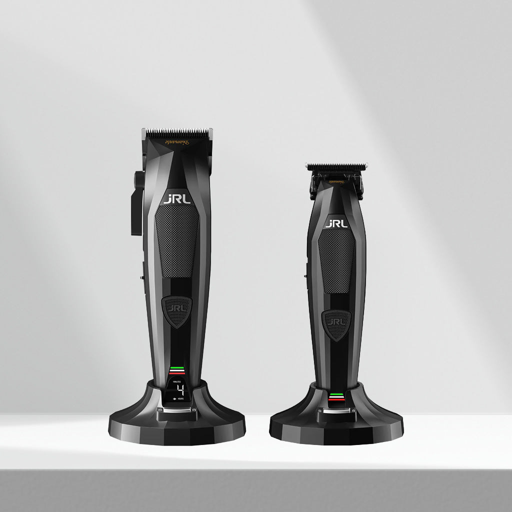 JRL Professional Diamante Cordless Clipper & Trimmer Combo Set - Black