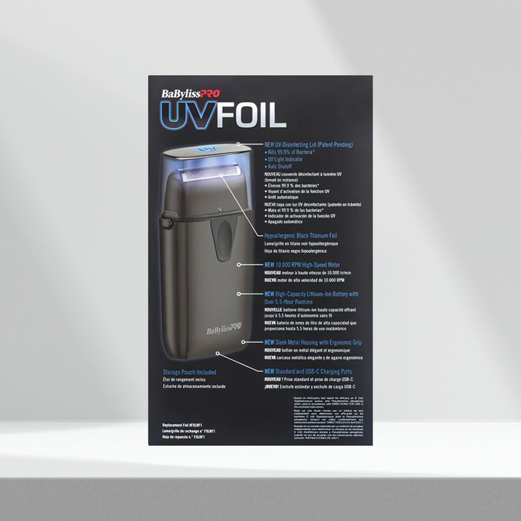 BaByliss Pro UV-Disinfecting Metal Double Foil Shaver