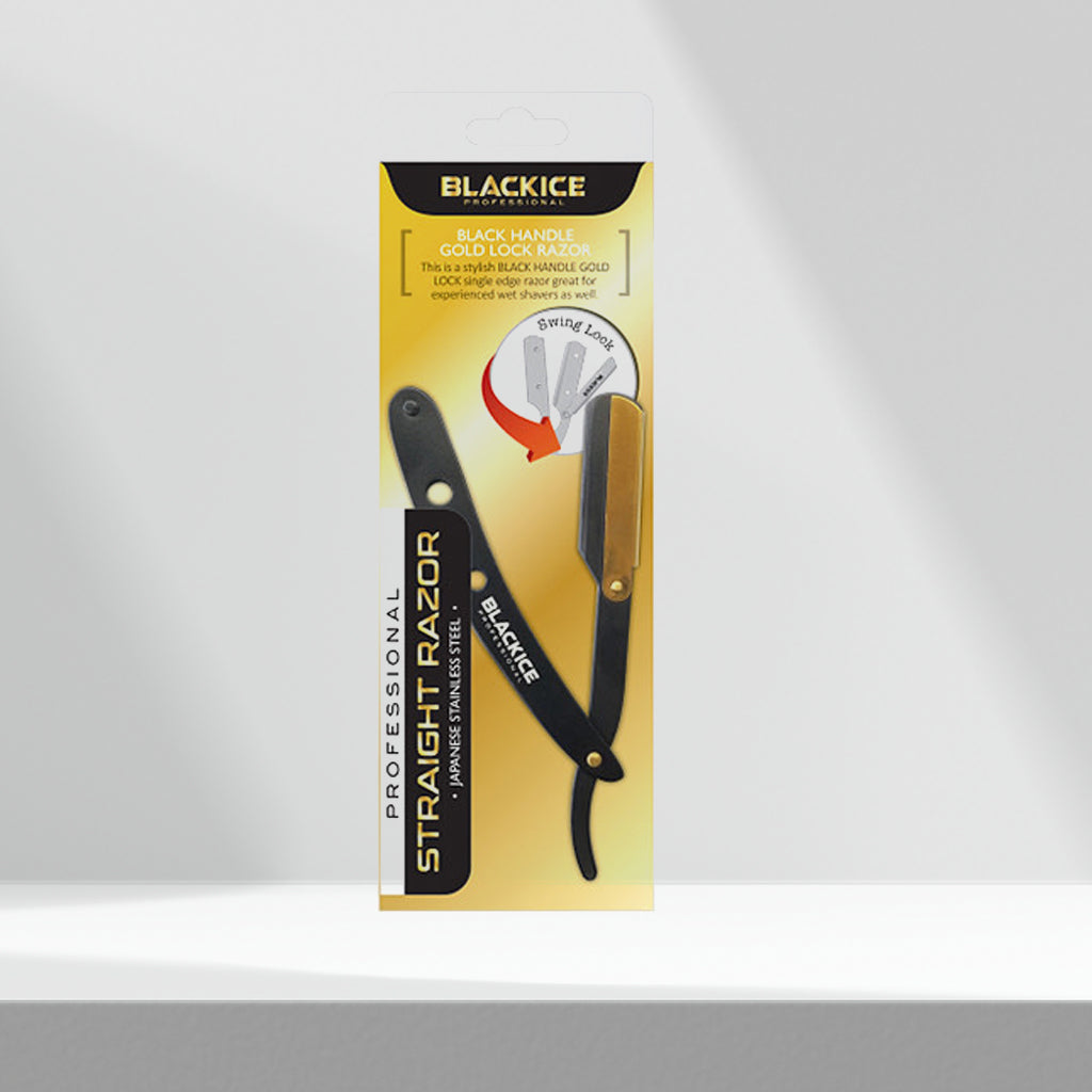 Black Ice Shaving Straight Razor Butterfly Swing Lock